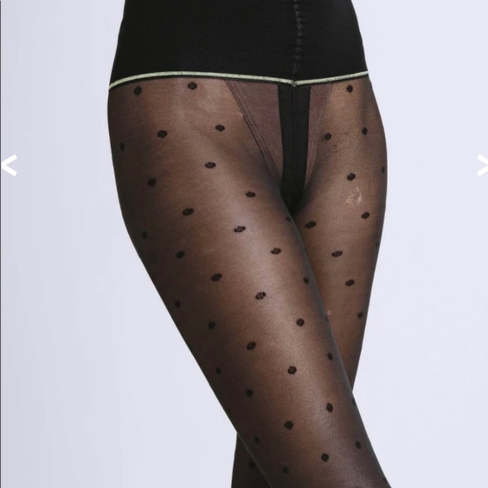 NWT- Sheertex Polka Black Dot Sheer Tights